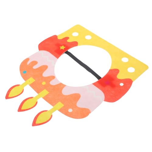 Supvox Geburtstagsparty-maske Dekorationen Junge Erste Cartoon-geburtstagsparty-hüte Kuchenförmige Geburtstagsmasken Geburtstagsfeier -requisiten Party-kopfschmuck Vlies Orange von Supvox