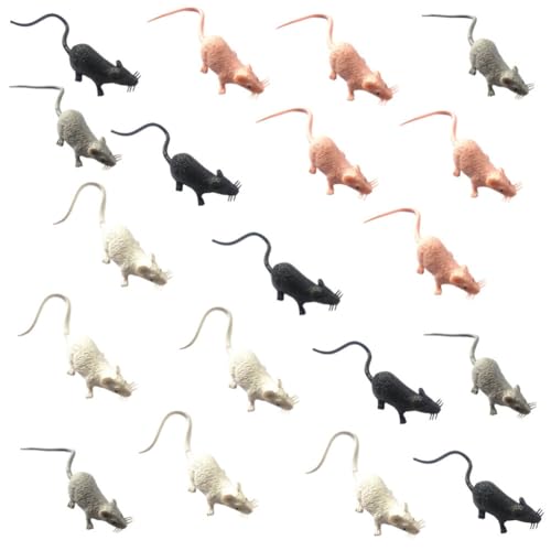 Supvox Gefälschte Ratte 24 Stück Halloween Realistische Mini- Streichspielzeug Kunststoff Gruselige Ratten Modell Kleine Simulierte Mäusefiguren Streich-Witz-Requisite Für Party von Supvox