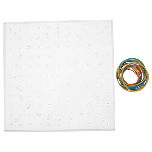 Supvox Geoboard Lernbrett Doppelseitig Transparent mit Bunten Gummibändern für Grundschule Mathematisches Lernspielzeug zur Geometrisches von Supvox