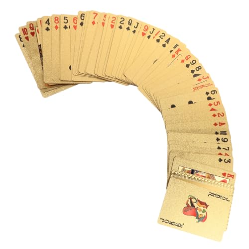 Supvox Goldfolie Pokerkarten Karten Spiel für Party Freizeit Unterhaltung Poker Kartenspiel Tisch Zubehör von Supvox