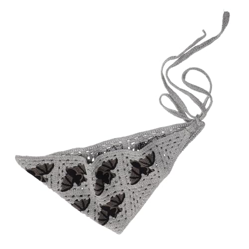 Supvox Gothic Häkel Haarband Frauen Triangel Bandana mit Fledermaus Muster Halloween Kopfbedeckung Vielseitiges Accessoire für Partys und Alltag von Supvox