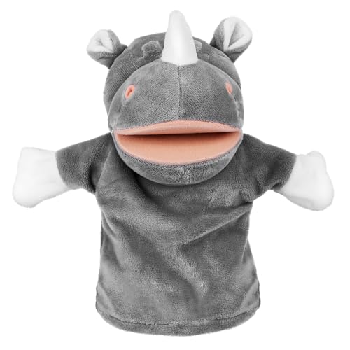 Supvox Graues Nashorn -Handpuppenspielzeug Plüsch ausgestopft Handpuppen für Kleinkinder Stofftierpuppen Handpuppe zum Geschichtenerzählen Süße Handpuppe PP Baumwolle von Supvox