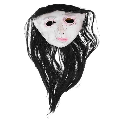Supvox Gruselige weibliche Geistermaske, Halloween, Vollgesichts-Kopfbedeckung, Maskenball-Kostümzubehör, Kopfbedeckung für Horror-Mottopartys, Spukhäuser und Cosplay-Events Supvox Gruselige weibliche Geistermaske, Halloween, Vollgesichts-Kopfbedeckung, Maskenball-Kostümzubehör, Kopfbedeckung für Horror-Mottopartys, Spukhäuser und Cosplay-Events von Supvox