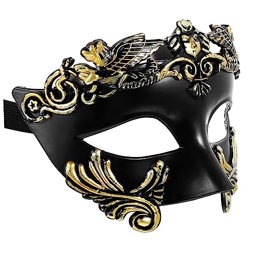 Supvox Halloween Halbgesichtsmaske Ägyptischer Krieger Stil Party Maske für Cosplay und Halloween Detailreiche Maske für Herren Schwarz Gold für Kostüm und Festveranstaltungen von Supvox