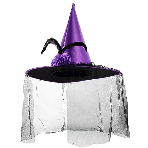 Supvox Halloween Hexenhut mit Dekorativem Rosenmotiv und Zarter Cosplay Partyhut für Halloween Vielseitiger Hexenhut als Foto Requisite und Kostüm Accessoire von Supvox