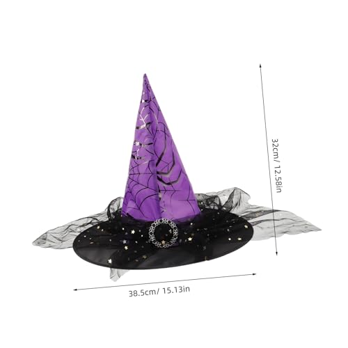 Supvox Halloween Hexenhut mit Spitzen Schleier Witch Hat für Erwachsene Leichtes Party Kostümaccessoire für Halloween Karneval und Cosplay Dekoratives Hexenhut Prop von Supvox