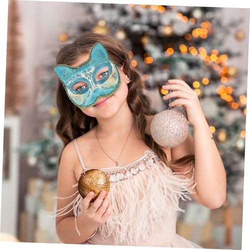 Supvox Halloween Katzenmaske Halbgesichtsparty Maske Kunststoff Maske mit Katzenohren für Kostüme Karneval Fasching Bühnenauftritte von Supvox