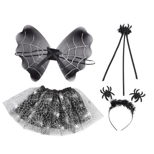Supvox Halloween Kostüm Set Spinnennetz Tüllrock Teiliges Party Kleid Bühnenauftritt Fasching Verkleidung von Supvox