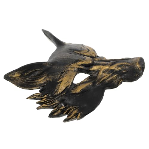 Supvox Halloween PU Fuchs Halbgesichtsmaske mit Goldakzenten Stabilem Riemen Realistische Tiermaske für Cosplay Party Kostümfest Halloween und Rollenspiel Schwarze Supvox Halloween PU Fuchs Halbgesichtsmaske mit Goldakzenten Stabilem Riemen Realistische Tiermaske für Cosplay Party Kostümfest Halloween und Rollenspiel Schwarze von Supvox