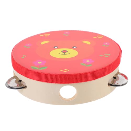 Supvox Handtrommel Aus Farbenfrohes Musikinstrument Für Fördert Rhythmusgefühl Und Handkoordination Für Vorschule Und Musikkurse Rotes Bären-Design von Supvox
