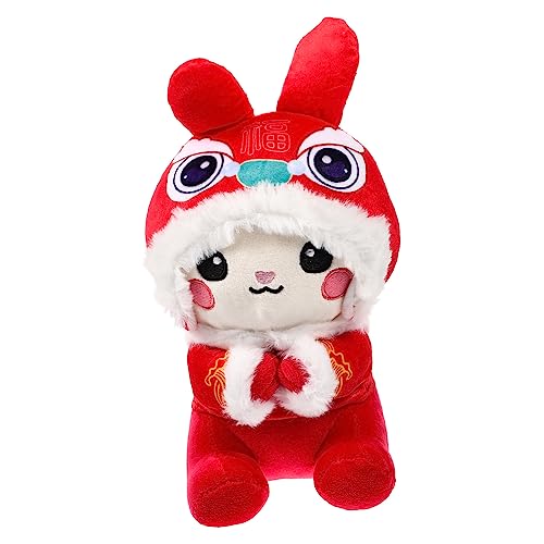 Supvox Hasenpuppe Chinese New Year Rabbit Hasen Kuscheltier Hasen stofftier Year of The Rabbit hasenkuscheltiere Dekorationsspielzeug für das Neue Jahr Tierpuppenspielzeug Plüsch von Supvox