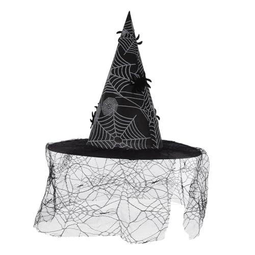 Supvox Hexen Hut Cosplay böse gerafft funkeln feiern Kappe tragbarer Hexenhut Halloween Kostümhut stilvoller Halloween-Hut Hexenrequisite dekorativer Partyhut Spitze Black von Supvox