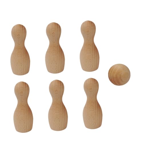 Supvox Holz Mini Bowling Ball Naturholz Bowling Lernspiel Indoor Party für Mädchen Jungen zur Hand Auge koordination und Intelligenzentwicklung von Supvox