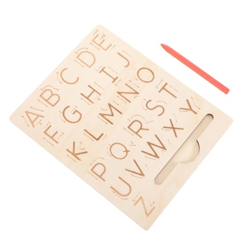 Supvox Holz Schreib und Lernboard für Pädagogisches Tracing aus Natürlichem Holz Doppelseitiges Alphabet und Zahlen Übungsbrett Feinmotorik und Handschriftentwicklung von Supvox