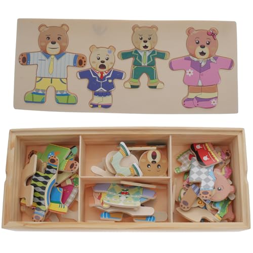 Supvox Holz anziehpuzzle Bär für Robustes Lernspielzeug aus Holz Handliches Tierpuzzle Hand Auge koordination Farbenfrohes Sicheres und Langlebiges Holzspielzeug von Supvox