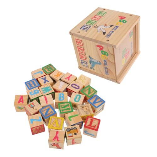 Supvox Holz-bausteine Montessori Buchstaben Zahlen Stapelspielzeug aus Natürlichem Holz für Kleinkinder Jungen Mädchen Lernspielzeug zur Frühkindlichen von Supvox