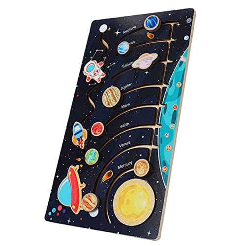 Supvox Holzpuzzle Sonnensystem Planeten Lernspiel für Jahre Motorisches Puzzle zur Hand Auge Koordination Farbenfrohes Montessori Lernspielzeug für Jungen und Mädchen von Supvox