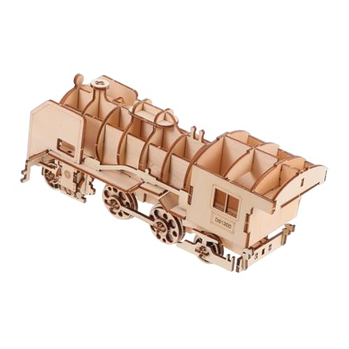 Supvox Holzpuzzle Zugmodell DIY Bastelset aus Glattem Kindersicherem Holz Kreatives Lernspielzeug für Hand Auge koordination und Feinmotorik von Supvox