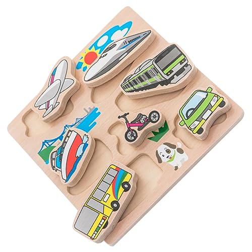 Supvox Holzpuzzle für Geometrisches Formspielzeug Kognitiven Fähigkeiten Handgefertigtes Kratzbrett für Jungen und Verkehrspuzzle von Supvox