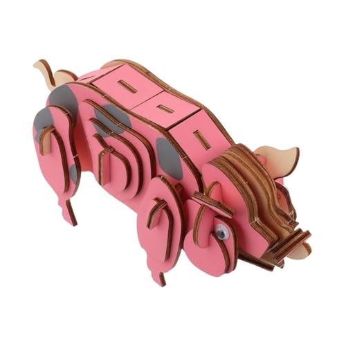 Supvox Holzpuzzle holzspielzeug interaktives Holzmodell Lernspielzeug pädagogisches Tiermodell selber Machen Holzstiel-Puzzles Puzzlespielzeug Bausätze aus Holz Rosa von Supvox