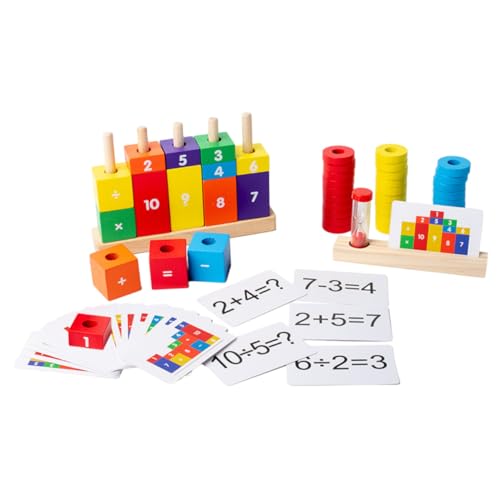 Supvox Holzrechenblock Farbenfrohes Zahlenlernspielzeug für Vorschulkinder Fördert Rechenfähigkeit und Kognitive Entwicklung Spielerisch und Sicher von Supvox