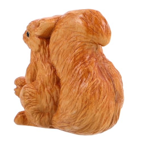 Supvox Holzschneide Süße Verzierung Eichhörnchen-gartenstatue Desktop Kleines Tierverzierung Geschnitztes Holztier Holzgeschnitztes Tierhandwerk Holzwaldtierdekoration Hölzern Light Brown von Supvox