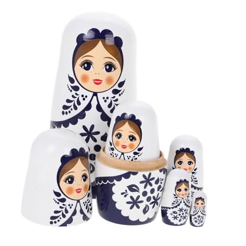 Supvox Holzspielzeug Russische Nesting Puppen Bastelset Holz Geschnitzt Dekoratives DIY Ornament Geburtstagsgeschenk für Mädchen Weiß von Supvox