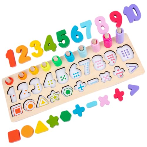 Supvox Holzspielzeug Zahlen Lernspiel Bunte Formen Stapelspielzeug für Kleinkinder Vorschule Motorik und Farbenerkennung Pädagogisches Steckpuzzle Holzklötze von Supvox