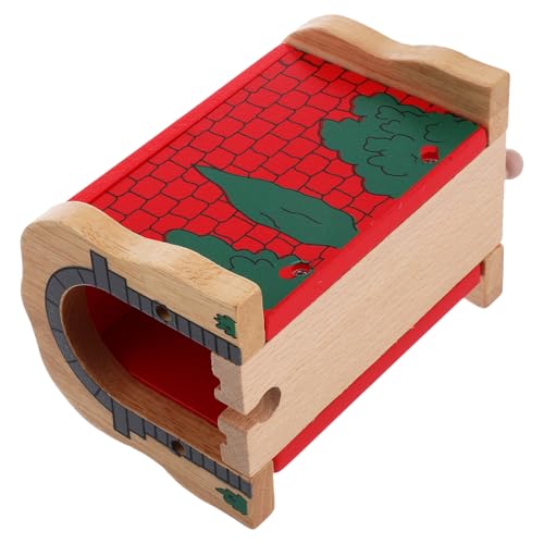 Supvox Holzspielzeug Zugtunnel Zubehör aus Robustem Holz für Spielset mit Rotem Holztunnel für Kreatives zu Hause und Kindergarten Motorik und Fantasie von Supvox
