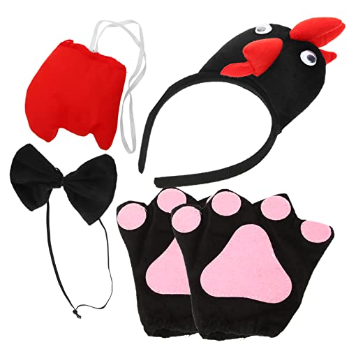 Supvox Hühner Kostüm Set Teilig mit Kopfband Fliege und Handschuhen Bequemes Cosplay Zubehör für Ostern Karneval und Halloween Geeignet für Mädchen von Supvox