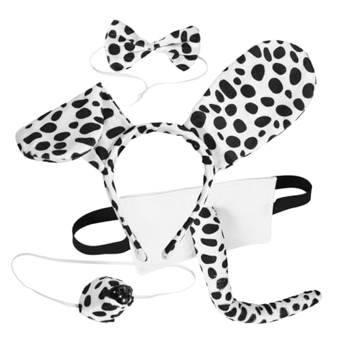 Supvox Hundekostüm Set Geflecktes Hunde Kostüm mit Weichem Stirnband Plüsch Ohren Filzschwanz und Nasen Accessoire Leichtes Cosplay Zubehör für Karneval Halloween Tierparty und Supvox Hundekostüm Set Geflecktes Hunde Kostüm mit Weichem Stirnband Plüsch Ohren Filzschwanz und Nasen Accessoire Leichtes Cosplay Zubehör für Karneval Halloween Tierparty und von Supvox