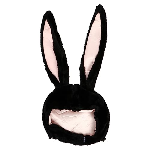 Supvox Hut mit Hasenohren Häschen-Kostümmütze Hasenohrenkappe Tierkostüm Hut Hasenohren Stirnband Hasen -Ohr -Stirnband Party-Kopfschmuck Hasenhut-Stütze Mütze mit Hasenohren Plüsch Black von Supvox
