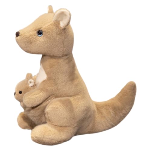 Supvox Känguru-Plüschtier Puppe ausgestopft gefälschtes Tier Kuscheltiere für Mädchen Tiere Plüsch Kleiner Känguru-Plüsch Flauschiges Tier Stofftier PP Baumwolle Khaki von Supvox