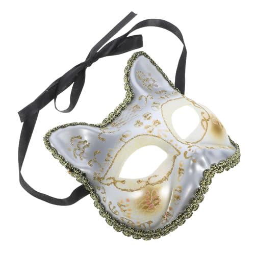 Supvox Katzen Halbgesichtsmaske Weiß für Kostüm Party Cosplay Karneval Wiederverwendbar Leicht und Sicher von Supvox