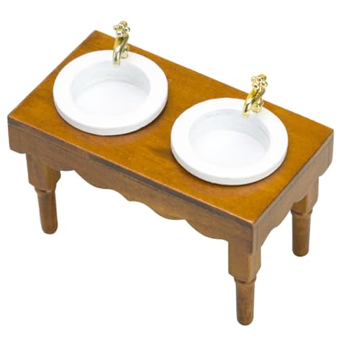 Supvox Klein Puppenhaus Bad Miniatur Produkte Waschbecken Mini-schrankverzierungen Mini-hausbedarf Wohnkultur Mini-hausschmuck Holz von Supvox
