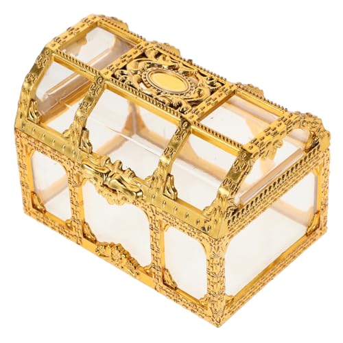 Supvox Kleine Transparente Goldene Aufbewahrungsbox Multifunktionale Süßigkeiten für Kindergeburtstagsfeiern Robuste und Dekorative Schatzbox mit Deckel von Supvox