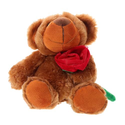 Supvox Kuscheltier Kleiner Plüschbär mit Rosen Valentinstag Plüschbär für Freundin Liebhaber Weiches Stofftier Geburtstag Weihnachten von Supvox
