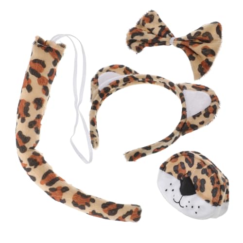 Supvox Leoparden Kostüm Set Leopard Ohren Stirnband Flexibel Nasen Set Schleife Zubehör für Mädchen Karneval Halloween Verkleidung Party von Supvox