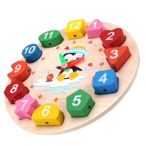 Supvox Lernuhr aus Holz Pinguinform Farbige Zeitschulung Pädagogisches Kinderspielzeug für Vorschüler Formenerkennung Supvox Lernuhr aus Holz Pinguinform Farbige Zeitschulung Pädagogisches Kinderspielzeug für Vorschüler Formenerkennung von Supvox