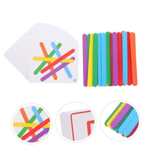 Supvox Logisches Mehrfarben Stäbchen Spielset mit Karten Montessori Holzspielzeug zur Feinmotorik und Denkfähigkeit Pädagogisches Lernspielzeug für Kreatives Bastelset von Supvox