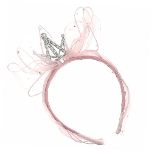 Supvox Mädchen Krone Haarschmuck Bow Stirnband Kopfband für Geburtstag Party Shower Rosa von Supvox
