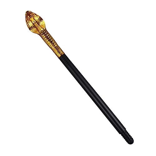 Supvox Magischer Kostüm Gehstock mit Goldfarbenem Schlangenkopf Leichter Kunststoff Zauberstab für Halloween Party Accessoire und Königliches Event Elegant Verarbeitet und von Supvox