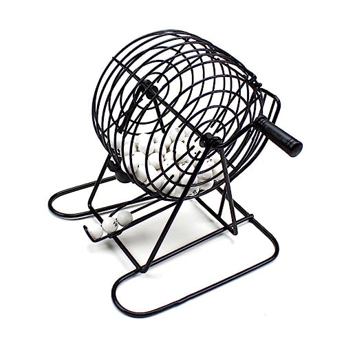 Supvox Manuelle Ball Maschine mit Metallkugeln Traditioneller Bingo Shaker für Trinkspiele und Familienpartys Handbetriebene Tombola Spielkugelmaschine Schwarz von Supvox