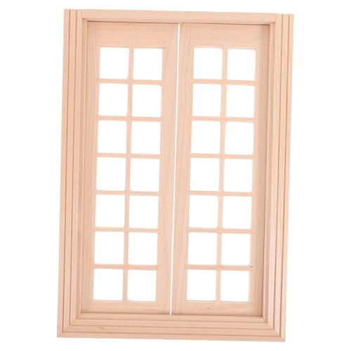 Supvox Maßstab Panel Innen Holztür mit Kunststoffglas DIY Zubehör für Puppenhaus Modelle Einfache Montage ca Natürlicher Holzton von Supvox