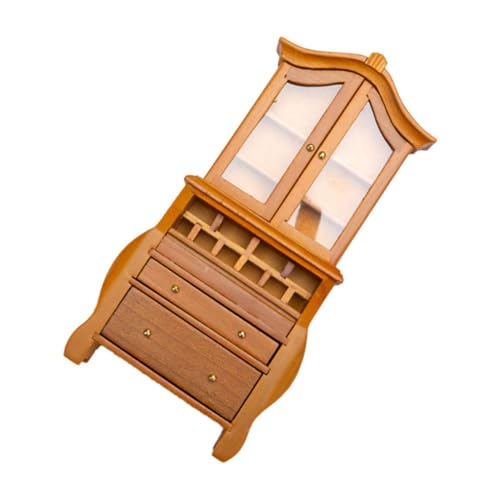 Supvox Maßstab Puppenhaus Möbel Kompakter Miniatur Schrank in Gelbholz Langlebig Dekorativ für Puppenhaus Schlafzimmer und Esszimmer von Supvox