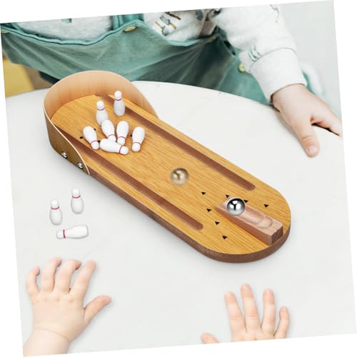 Supvox Mini Bowling Set Holz Tischspiel Kompakt Tragbar für Erwachsene Familienparty Indoor Eltern Junge Mädchen Interaktion Geschenk von Supvox