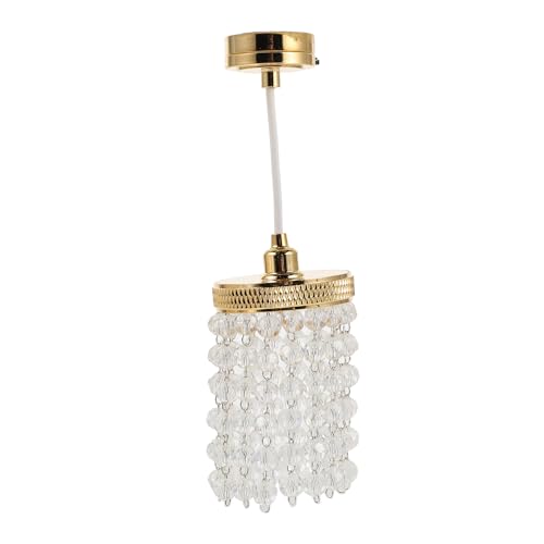 Supvox Mini-Deckenlampe für Puppenhaus: 1:12 Mehrschichtige LED-Hängeleuchte mit Perlen – Miniatur-Szenenmodell, Möbel, Simulationshaus-Requisite von Supvox