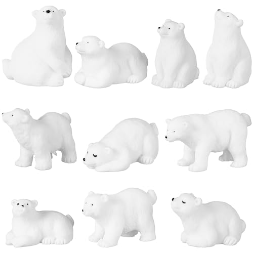 Supvox Mini-Eisbärfiguren Realistisches Spiel Arktische Tiere Puppenhaus-Iglu-Zubehör Diorama Lernspielzeug Miniatur-Meerestiermodell von Supvox