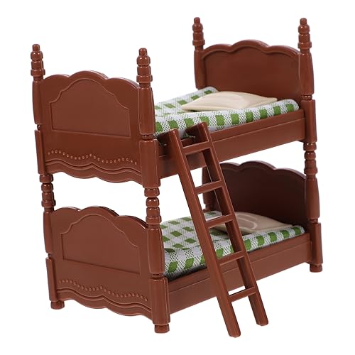 Supvox Mini-Etagenbett-Kinderspielzeug Miniatur-Etagenbett Mini-Puppenhausmöbel Mini Möbel Spielzeugbett für Toys Mini-Verzierung Kleinmöbel aus Holz Plastik Green von Supvox