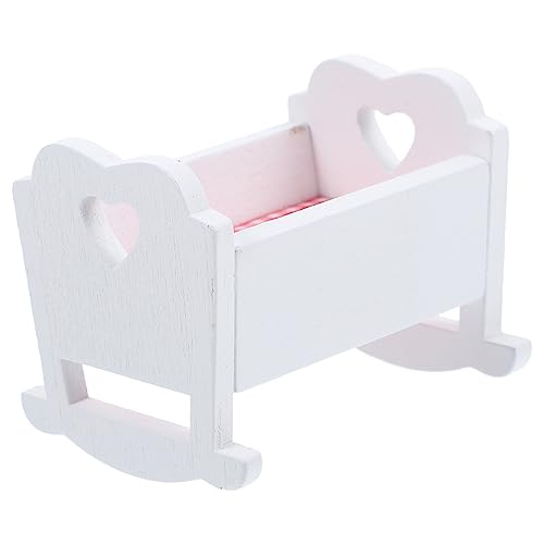 Supvox Mini Holz Babybett Dekoration für Puppenhaus Realistisches Miniaturmöbel Zubehör für Mini Häuser Robust und für Geburtstags und Kindertagsgeschenke von Supvox